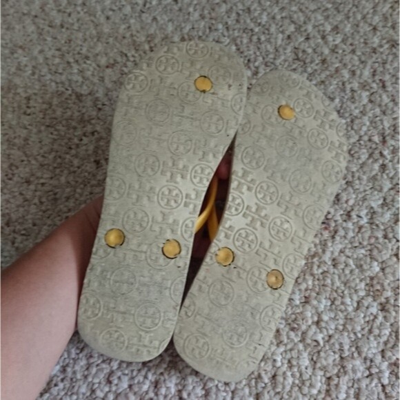 Tory Burch yellow tassels patterns Flip Flops size 7 - Picture 10 of 11